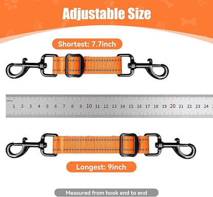 Dog Collar Safety Clip, Reflective Double-Ended Backup Connector for Harness to Collar, Adjustable Safety Clip for Prong, Pinch Collars, Prevents Escapes & Accidental Disconnection