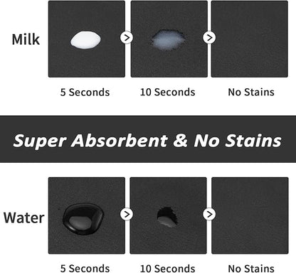 HotLive Dog Food Mat - Absorbent Cat Mat for Food and Water, No Stains Pet Feeding Bowl Mat, Easy to Clean Pet Placemats, Quick Dry Dog Water Dispenser Mat for Messy Drinkers | Black 12"x 19"