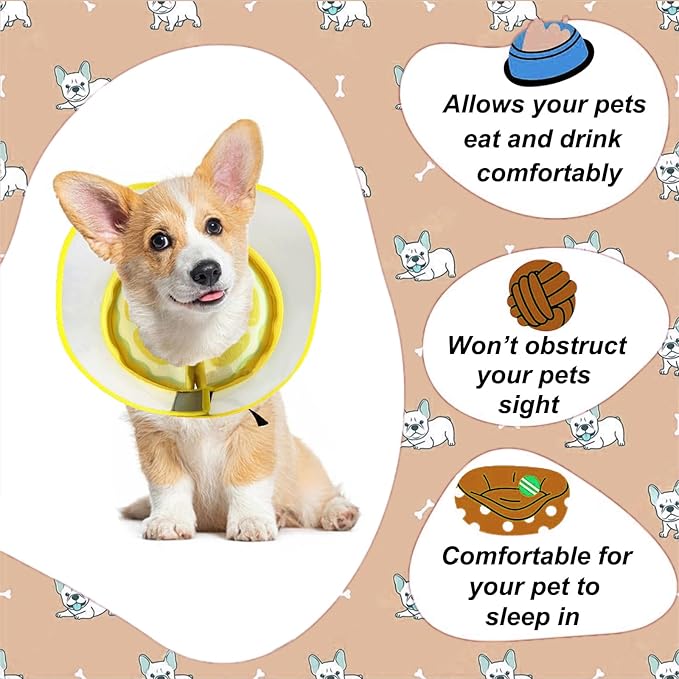 Inflatable Dog Cone Collar for Large Medium Small Dogs to Stop Licking, Soft Dog Cone Alternative Donut Collar After Surgery (Yellow, XL)