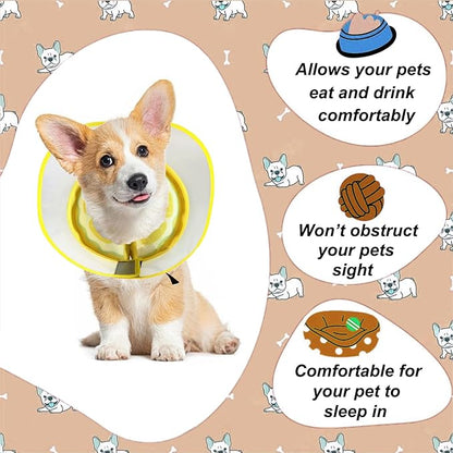 Inflatable Dog Cone Collar for Large Medium Small Dogs to Stop Licking, Soft Dog Cone Alternative Donut Collar After Surgery (Yellow, M+)