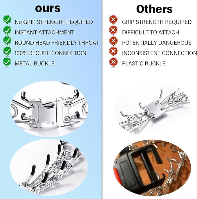 Prong Collar for Dogs, Adjustable Dog Training Collar with Quick Release Buckle for Small Medium Large Dogs (M&L/Neck Girth 14.5"-18.6")