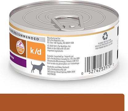 Hill's Prescription Diet k/d Kidney Care Wet Dog Food, Beef & Vegetable Stew, 5.5 oz. Cans, 24-Pack