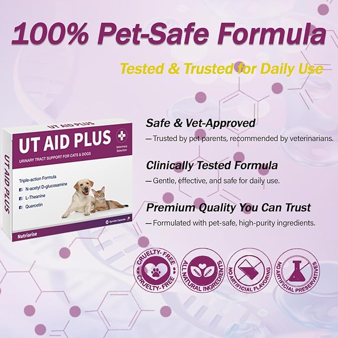 Natural UTI Treatment for Cats & Dogs – Antibiotic-Free Urinary Tract Infection Support Supplement – Bladder & Kidney Health – Incontinence Prevention – 30 Capsules
