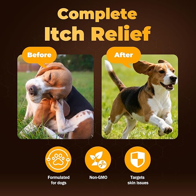 Manuka Honey for Dogs - Allergy Relief & Anti Itch Skin - Comfort and Coat Health - Manuka Honey, Krill Oil, Colostrum, Quercetin, Probiotics, Kelp Powder - 120 Soft Chews