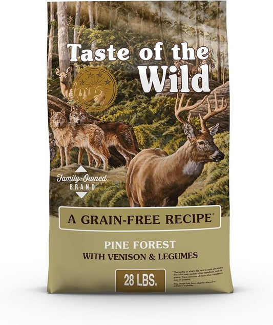 Taste of the Wild Pine Forest Grain-Free Recipe with Roasted Venison Dry Dog Food for All Life Stages Made with High Protein from Real Venison, Superfoods and Guaranteed Nutrients Like Probiotics 28lb
