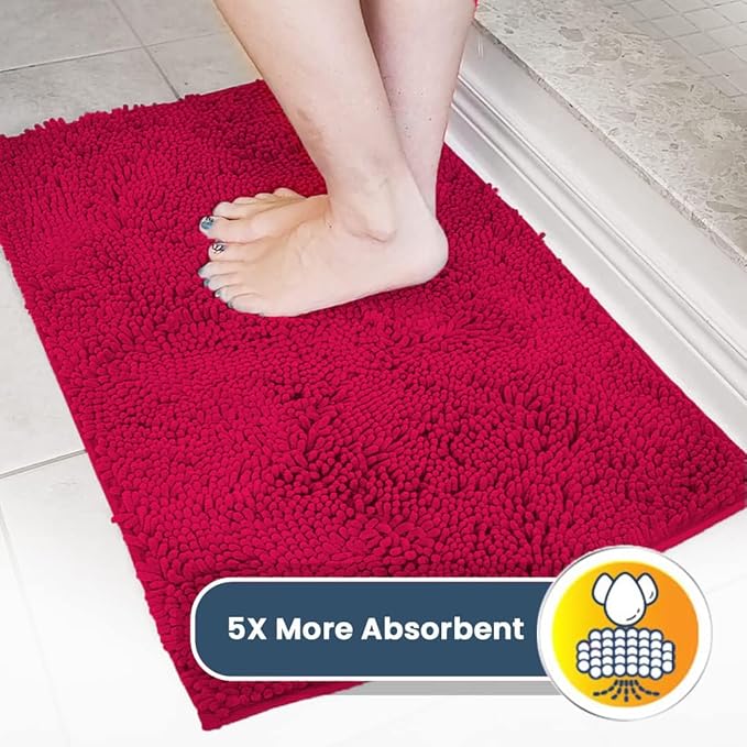 Muddy Mat® | Super Absorbent Door Mat Indoor, Microfiber Quick Dry Chenille Entryway Rug, Non-Slip Front Door Mat, Indoor Mats for Entryway, Machine Washable Pet Rug, Maroon 18"x28"