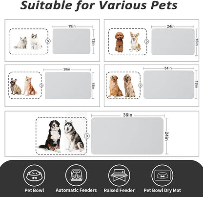 HotLive Dog Food Mat - Absorbent Cat Mat for Food and Water, No Stains Pet Feeding Bowl Mat, Easy to Clean Pet Placemats, Quick Dry Dog Water Dispenser Mat for Messy Drinkers | Light Grey 18"x 28"