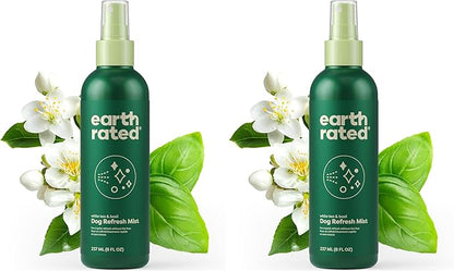Earth Rated Dog Deodorizing Conditioner Spray, Conditioning & Odor-Eliminating Perfume for Dogs, for All Coat Types, Refreshing White Tea & Basil Scent, 8 oz (Pack of 2)