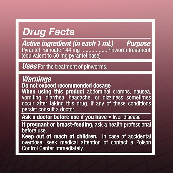 PARASITOL Pinworm Medicine for Family | Effective Deworming Formula with Pyrantel Pamoate, Quick Relief for All Ages, Easy Liquid Form, Safe & Gentle, Human Dewormer for All Parasites, 1 Fl Oz, 2-Pack