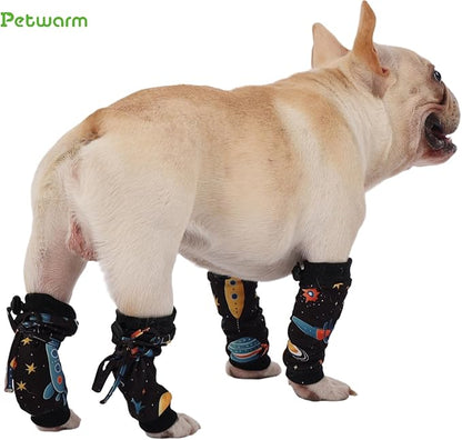 PetWarm Dog Recovery Sleeve 4pcs Set, Dog Leg Sleeve, Ideal for Comfort and Support During Pet Recovery, Suitable for Active or Support Recoverying Pet Use, Black Gold, L