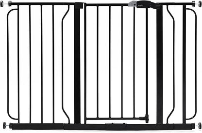 Regalo Safety 29-49" Easy Step Extra Wide Baby Gate for Doorways & Bottom of Stairs, Pressure Mounted Safety Gate with Door for Babies, Toddlers & Pets, Black