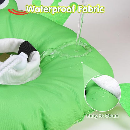 BEAUTYZOO Cat Cone Collar Soft, Cat Donut Recovery Collar after Surgery to Stop Licking, Kitten E Collars Neck Pillow Cone for Cats, Adjustable Elizabeth Pet Collars for Puppy Small Dogs, Green Frog S