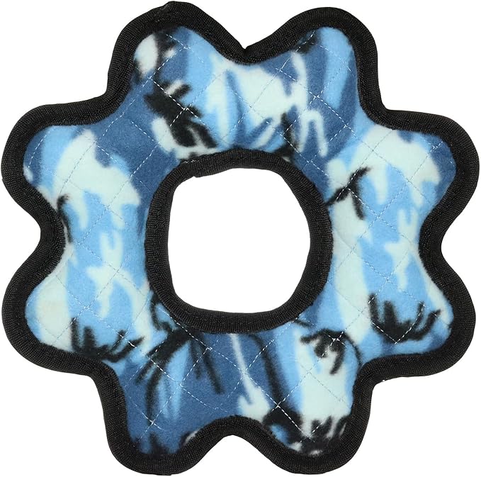 TUFFY- World's Tuffest Soft Dog Toy- Ultimate Gear Ring Camo Blue-Squeakers - Multiple Layers. Made Durable, Strong & Tough.Interactive Play (Tug,Toss & Fetch).Machine Washable & Floats