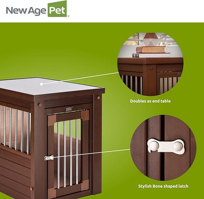 New Age Pet ECOFLEX InnPlace Dog Crate & End Table, Indoor Furniture Style Pet Kennel for Small, Medium, Large & XL Dogs, Durable Composite, Russet Brown, Small