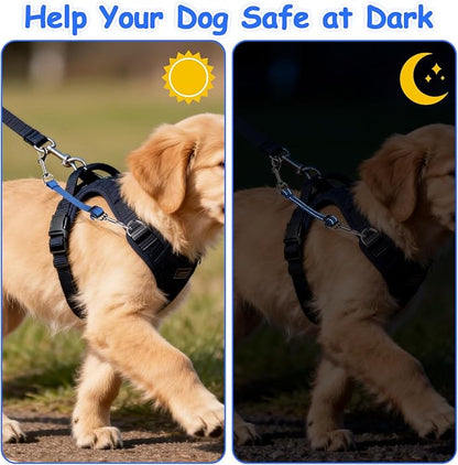 YUEPET Dog Safety Collar Clips 2 Pack Adjustable Prong Collar Backup Clips Reflective Double Ended Backup Clasp Leash Connector for Dog Harness to Collar Safety Clip(Red+Blue)