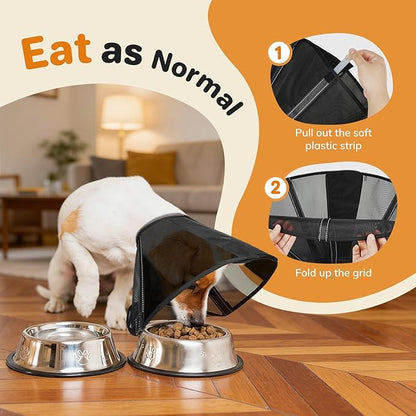 Breathable Mesh Dog Cone Collar for Surgery, Soft Elizabethan Recovery Alternative to Stop Licking,Pet Neck Collar for Large Medium Small Breeds(Black,4)