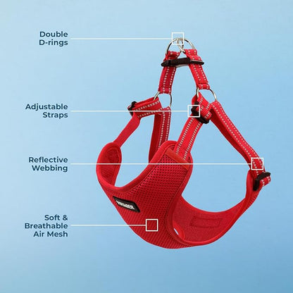 Best Pet Supplies Voyager Adjustable Step-in Flex Breathable Mesh Dog Harness for Small Medium Large Dogs (Red), M