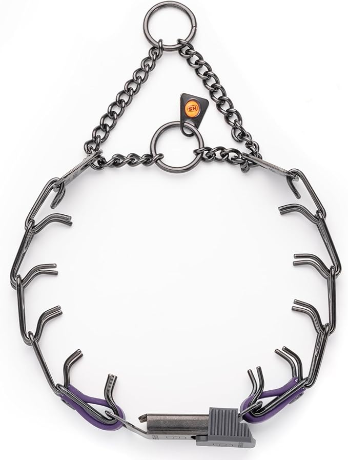 Herm Sprenger Black Stainless Steel Dog Collar with Quick Release ClicLock Buckle O-Ring Biothane Insert Training Collar Made in Germany (Violet Purple, 16in x 2.25mm(Neck Size up to 13-14in))
