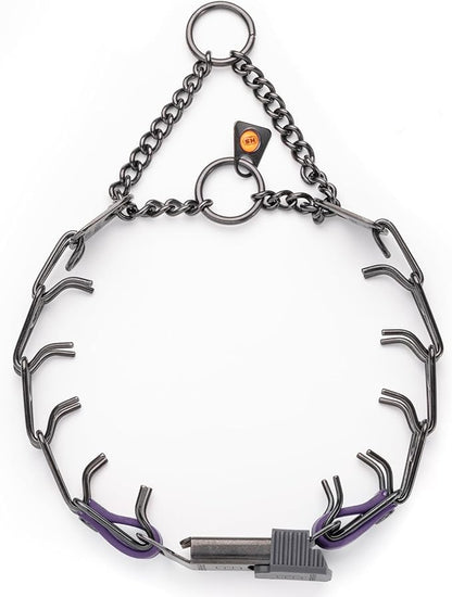Herm Sprenger Black Stainless Steel Dog Collar with Quick Release ClicLock Buckle O-Ring Biothane Insert Training Collar Made in Germany (Violet Purple, 16in x 2.25mm(Neck Size up to 13-14in))