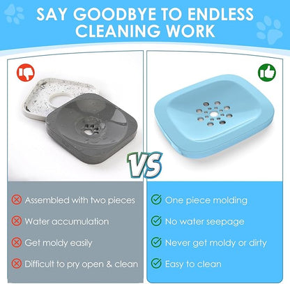 AONKEY 3L Dog Water Bowl No Spill, 101oz Large Spill Proof Dog Bowl Reduce Refill, Anti Splash No Mess Dispenser Dripless Slow Drinking Water Bowl for Sloppy Messy Drinkers (Sky Blue)