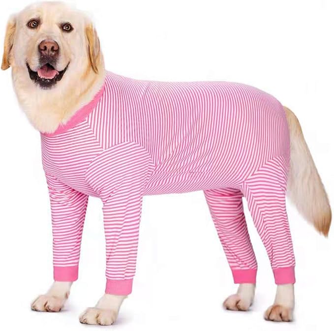 Yeapeeto Dog Onesie Surgery Recovery Suit for Large Medium Bodysuit Dogs Pajamas PJS Full Body for Shedding, Prevent Licking, Wound Protection, Cone Alternative (4X-Large (Pack of 1), Pink)
