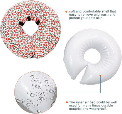 Protective Inflatable Collar for Dogs and Cats - Soft Pet Recovery Collar Does Not Block Vision, Prevents Pets from Touching Stitches, Wounds and Rashes (Floral - 1, Neck 6" - 8")