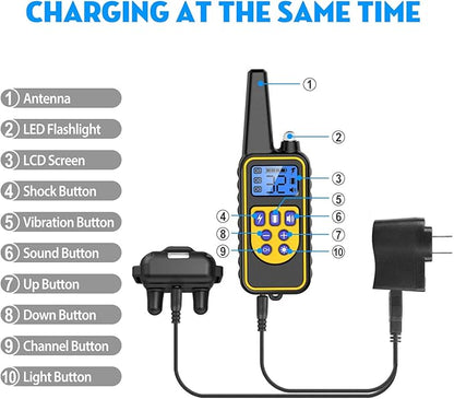 iMounTEK Shock Collar for Dogs, Bark Collar with Remote, Dog Training Collar w/3 Modes, Up to 2600Ft Remote Range, 0~99 Shock Levels, 3 Channels, for Small Medium Large Dog (Collar with Remote)