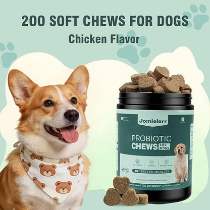 Probiotics for Dogs, 200 Soft Chews, Support Gut Health, Diarrhea Relief, Seasonal Allergies, Dog Probiotic Chews for Itchy Skin & Dog Yeast Infection, Chicken Flavor