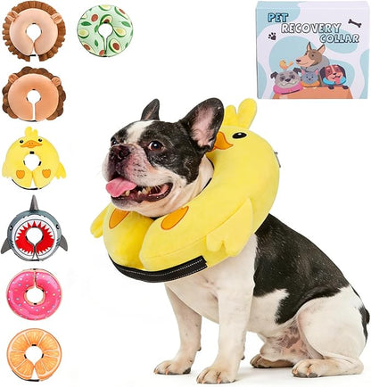 KOOLTAIL Inflatable Dog Cone Collar, Soft Donut E Collar for Dogs After Surgery to Stop Licking Enhanced Alternative, Blow Up Pet Neck Pillow Recovery Adjustable Cone for Dog Cat, Upgrade Size, Duck M