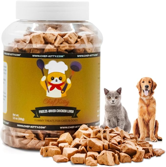 Chicken Liver Dog Treats | Freeze Dried Liver Treats for Dogs, 100% Human Grade, Single Ingredient | Grain-Free Kitten Treats, High Protein | No Additives or Preservatives | Tested in USA | 3.1 oz