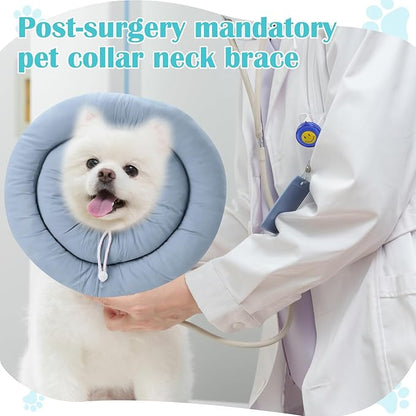 Waterproof Escape-Proof Soft Dog Cones, Adjustable Small Dog Donut Collar with Elastic Neckband, Elizabethan Collar for Dogs, Neck Pillow for Dogs and Cats (Blue-Gray, S)