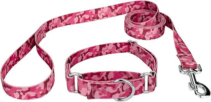 Country Brook Petz - Pink Bone Camo Martingale Dog Collar and Leash - Camouflage Collection Featuring Rugged Designs (1 Inch, Medium)