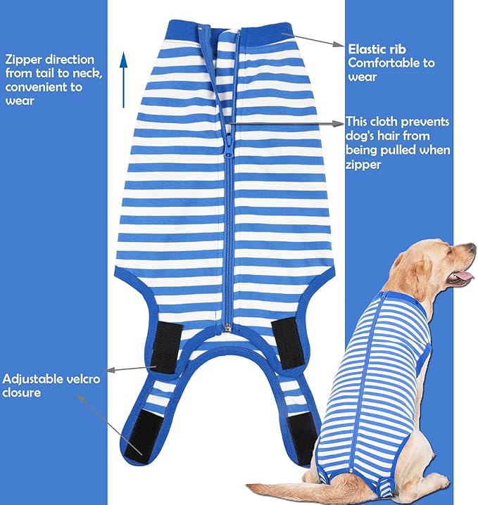 Dog Recovery Suit Surgery Shirt,Large Female Male Wound Protective Suit,Blue L