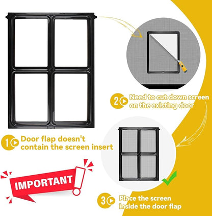 PETLESO Dog Screen Door for Sliding Doors, Inner 12"×16" Lockable Magnetic Self-Closing Flap Pet Passage for Medium to Large Dogs & Cats, Lightweight, Easy Install