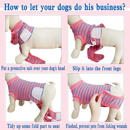 Dog Surgery Recovery Suit, Recovery Shirt for Male Female Dog Cats, Cone E-Collar Alternative Abdominal Wounds Spay Bandages Onesie, Anti-Licking Pet Surgical Recovery Suit,Pink Small