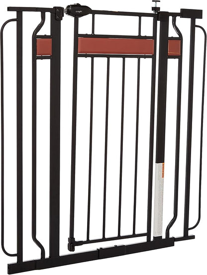 Regalo Safety 37" Extra Tall Baby Gate for Doorways & Bottom of Stairs, Wood Accent Pressure Mounted Gate with Door for Babies, Toddlers & Pets, Tested & Safe for 30 Years, American Designed and Owned