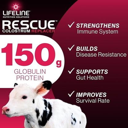 ANNUSO LIFELINE Rescue High-Level Colostrum Replacer for Calves, 1.1lb Bag - 150g Globulin Protein - Replaces Maternal Colostrum in One Feeding - Immune Support, Vitamins, Minerals - Easy-Mix Formula
