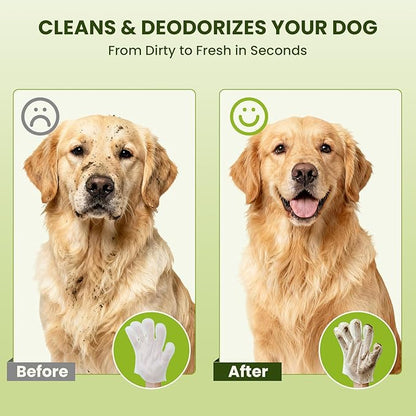 36PCS Hypoallergenic Pet Glove Wipes for Dogs & Cats - Quick Clean & Deodorizing Between Baths & Travel | Dog Washing Wipes for Fur, Butt, Paws, Eyes & Ears| Cat Cleaning Gloves for Grooming & Bathing
