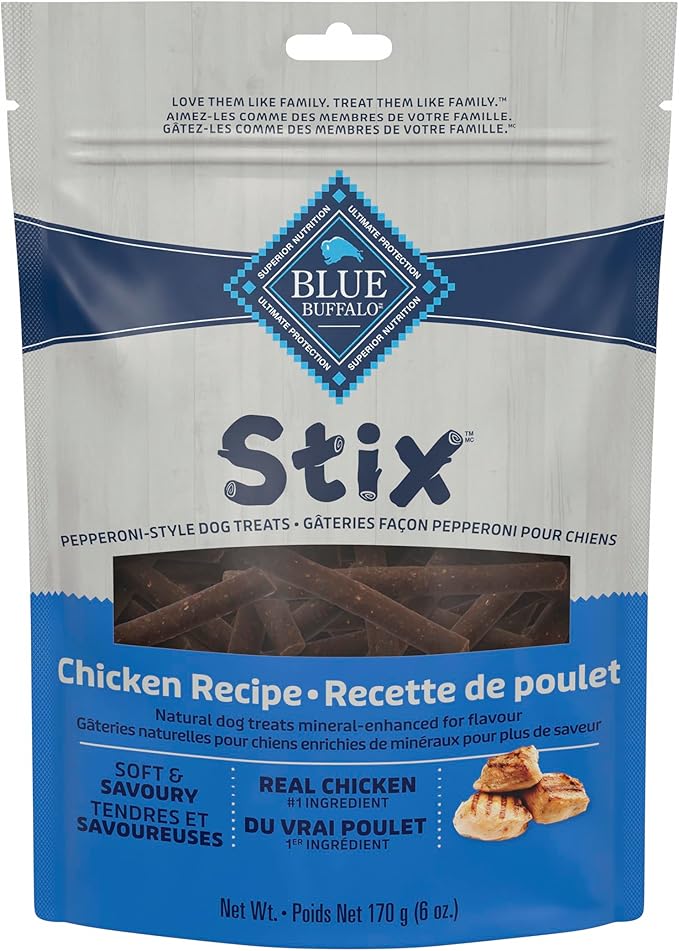 Blue Buffalo Stix Natural Soft-Moist Dog Treats Chicken Recipe 6-oz Bag
