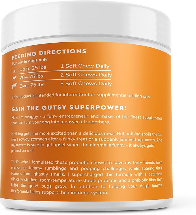 Wonder Paws Probiotics for Dogs – Daily Probiotic Supports Gut Health, Digestion, Gas, Bloating, Constipation, Stomach Relief & Immune Support - With Natural Probiotic & Prebiotic – 90 Probiotic Chews