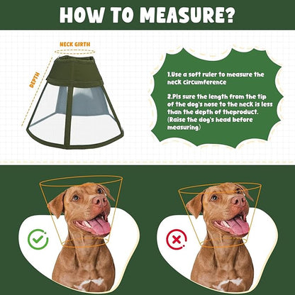 Dog Cone Collar for Dogs After Surgery,Transparent Dogs Cone Stop Licking,Foldable Dog Recovery Collars & Cones Anti-Bite Lick Protective Wound,Protective Elizabethan Collar Alternative,Green,M