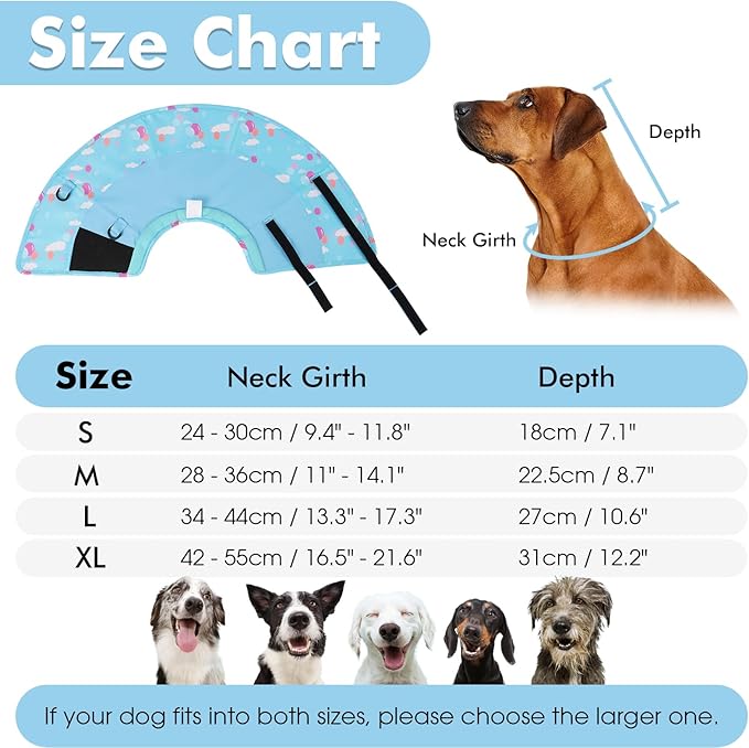 Allroaring Dog Cone, Soft Dog Cone Collar to Stop Licking, Adjustable Cones for Small Dogs, Comfy Pet Recovery Collars & Cones Alternative for After Surgery Wound Healing, Blue S