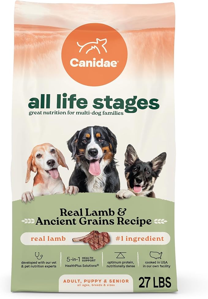 Canidae All Life Stages Real Lamb & Ancient Grains Recipe – High Protein Premium Dry Dog Food for All Ages, Breeds, and Sizes– 27 lbs.