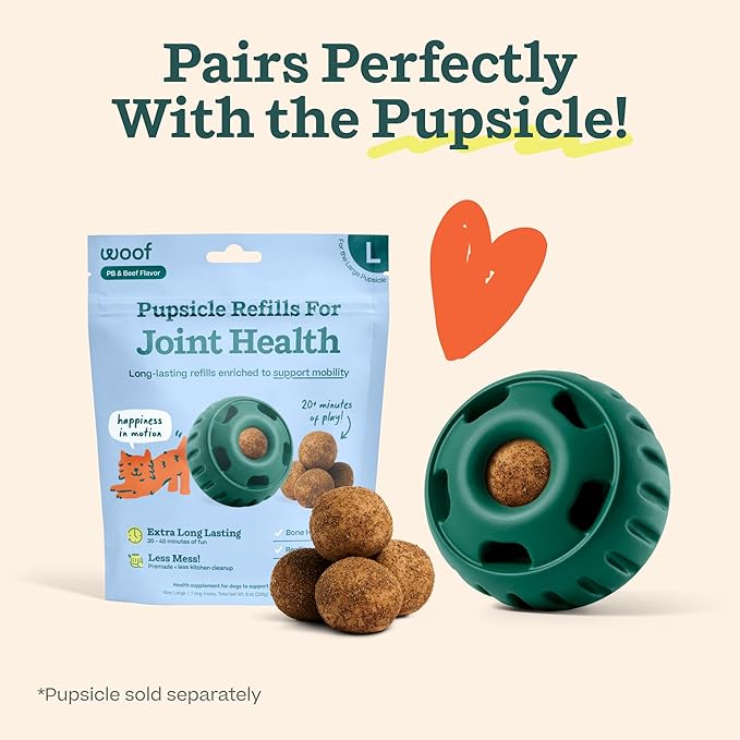 WOOF Hip & Joint Pupsicle Refill Pops - Dog Joint Supplement for The Pupsicle Toy to Support Joint Health, Recovery, and Mobility - Extra Large Pops - 2 Pack
