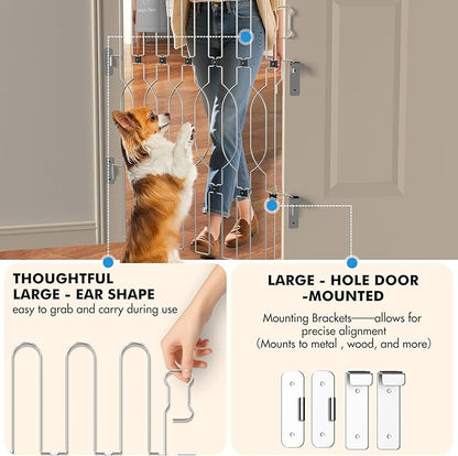 Snagle Paw Metal Retractable Door Barrier,24.4" Wide 35" Tall Safety Dog Gate for Front Door,Easy Install Retractable Pet Gate for Recreational Vehicle,Doorways