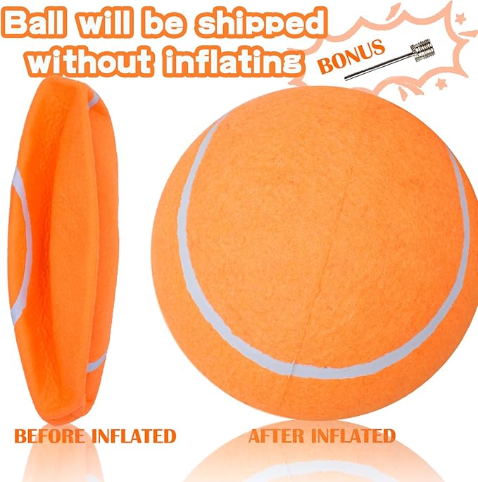 Banfeng Big Tennis Ball for Dogs, Giant Dog Tennis Ball Toy Large Outdoor Sports Gift for Small Medium Large Dog (Orange, 9.5 inch)