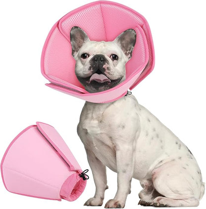 Dog Cone Collar - Soft Elizabethan Collar for Dogs After Surgery, Comfy Cone for Dogs to Stop Licking, Adjustable Dog Cone Alternative for Wound Healing (Pink M)