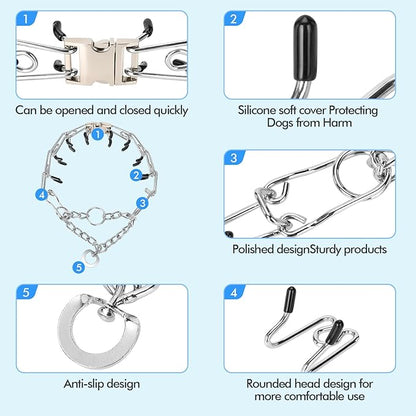 Adjustable Pinch Dog Training Collar Quick Release Buckle with Two Extra Links for Small Dogs