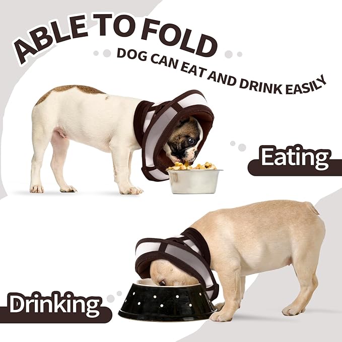 Allroaring Dog Cone Collar, Soft Cone for Dogs to Stop Licking, Adjustable Breathable Dog Cones for Medium Dogs Wound Care, Spay, Neuter, Pet Surgery Collar Brown M