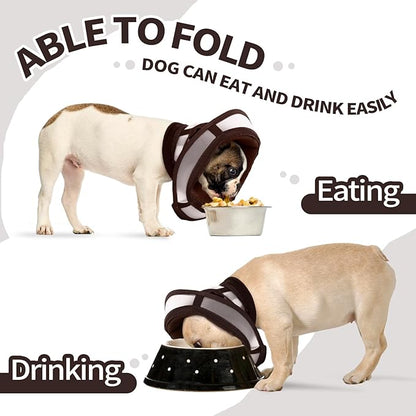 Allroaring Dog Cone Adjustable After Surgery, Soft Pet Recovery Collar & Cone for Small Dogs, Anti Licking Elizabethan Collar Dog Cones for Wound Healing, Brown S